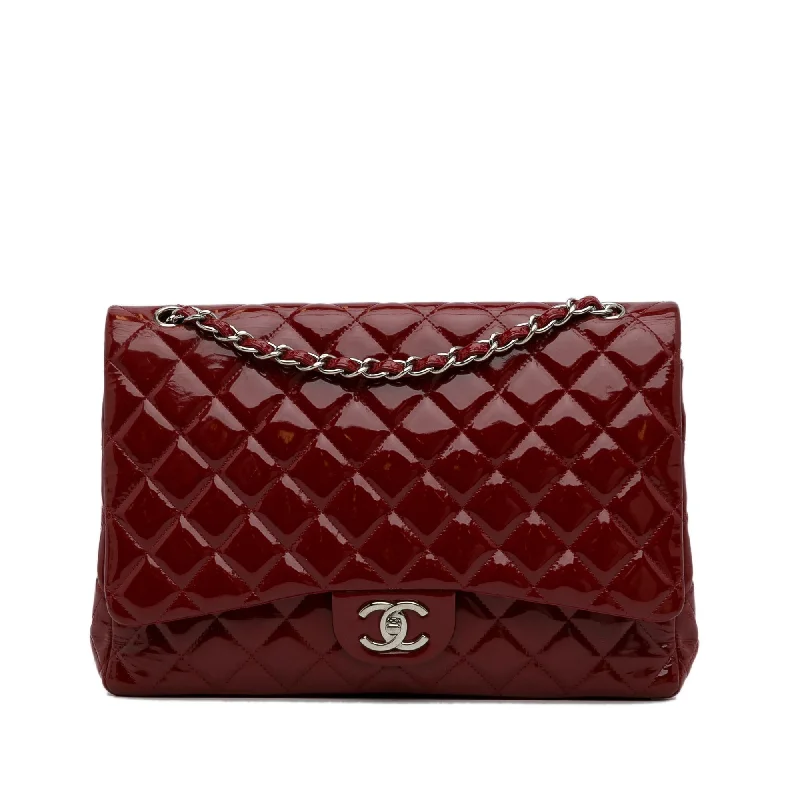 CHANEL bags with creative embellishments -Chanel Maxi Classic Patent Leather Double Flap Bag (SHG-91zs9Y)