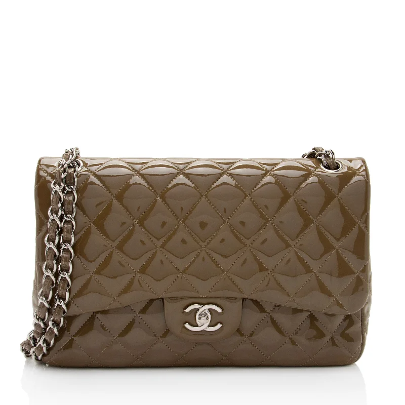 CHANEL bags for exclusive fashionistas -Chanel Patent Leather Classic Jumbo Double Flap Bag (SHF-jE6UCt)