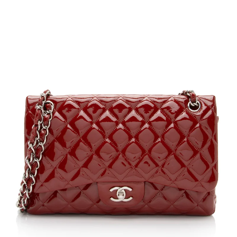 CHANEL bags for everyday luxury -Chanel Patent Leather Classic Jumbo Double Flap Bag (SHF-Sit8OS)