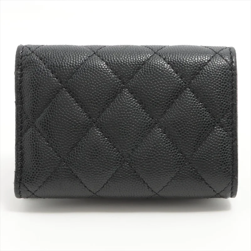 CHANEL handbags for luxury occasions -Chanel Caviarskin Compact Wallet Black