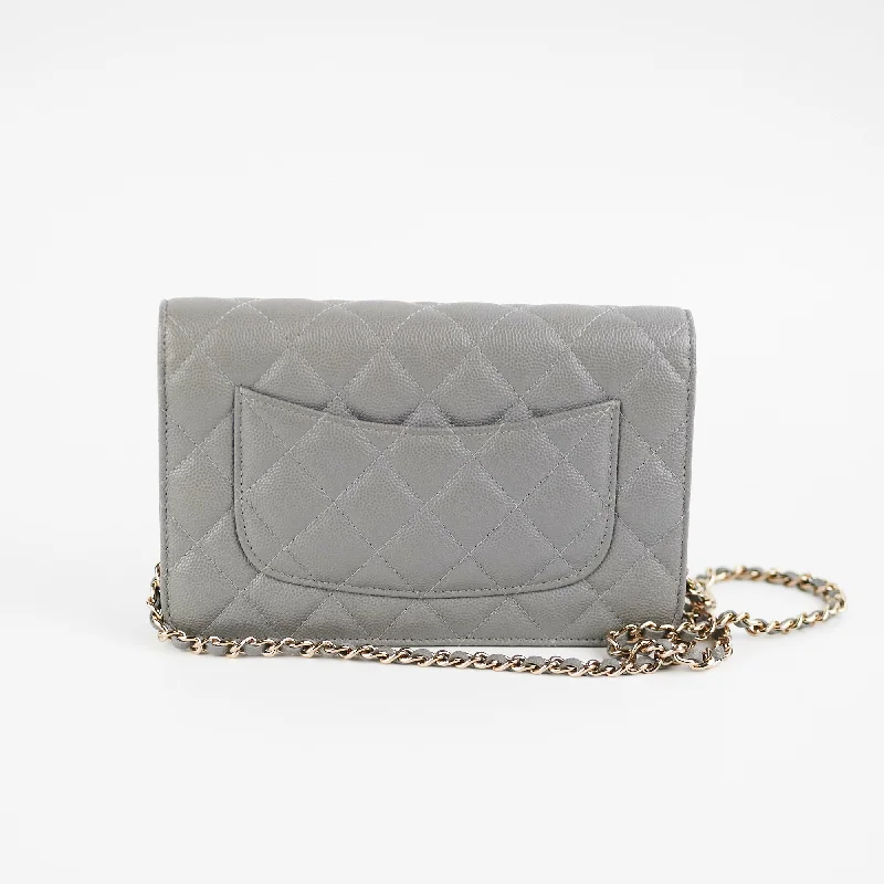 CHANEL bags for timeless beauty -Chanel Wallet on Chain WOC Caviar Grey