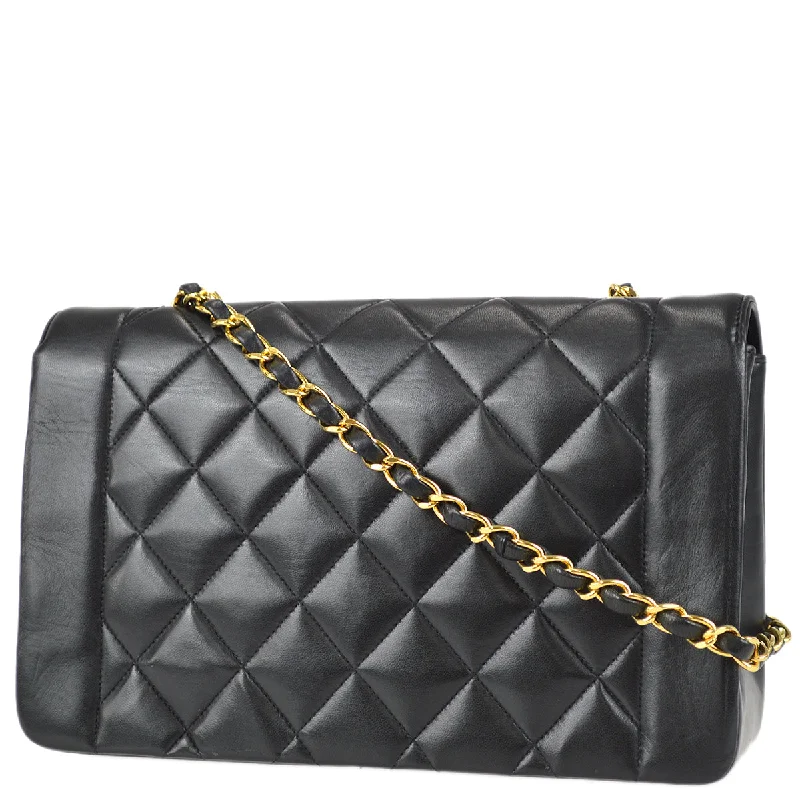 CHANEL bags with timeless elegance -Chanel 1991-1994 Small Diana Chain Shoulder Bag Black Lambskin