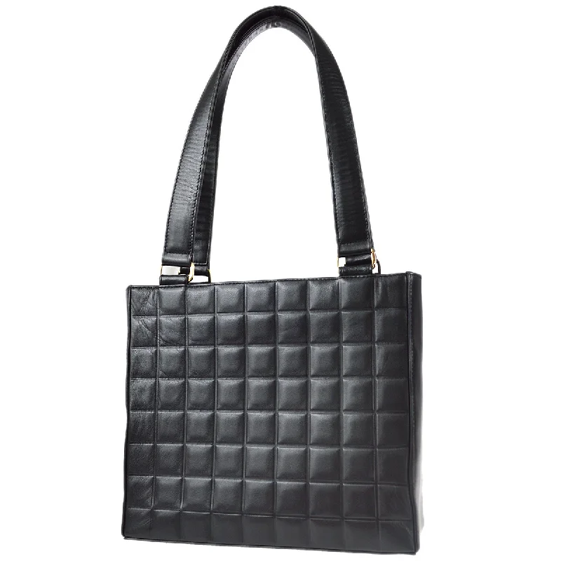 CHANEL bags with timeless elegance -Chanel Choco Bar Tote Handbag Black Lambskin