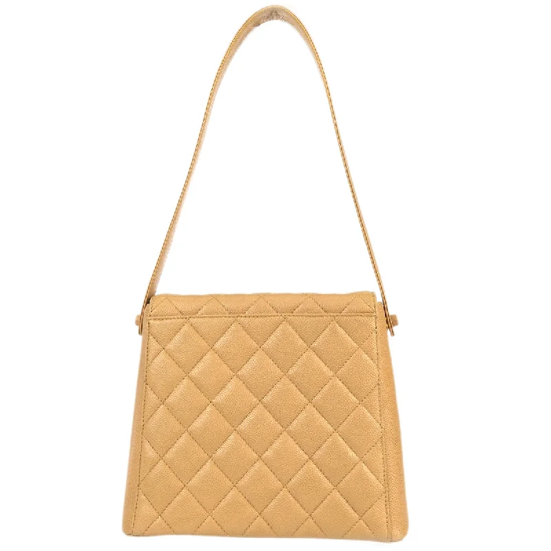 CHANEL bags for sophisticated occasions -Chanel 1997-1999 Flap Shoulder Bag Beige Caviar