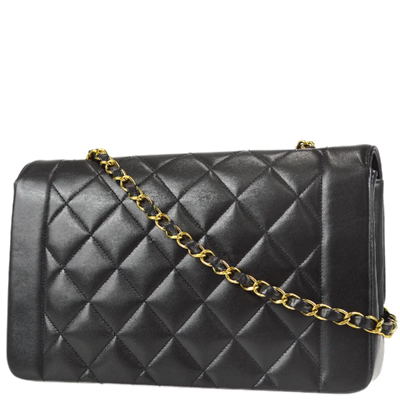 CHANEL bags with high-end craftsmanship -Chanel 1994-1996 Medium Diana Chain Shoulder Bag Black Lambskin