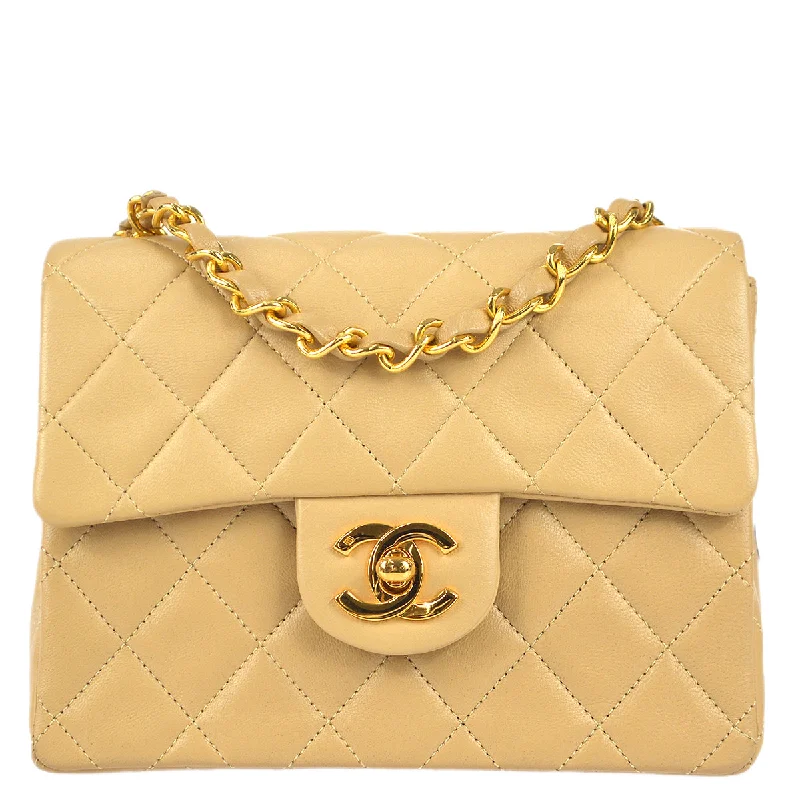 CHANEL bags for glamorous styling -Chanel * Classic Flap Mini Square Chain Shoulder Bag Beige Lambskin