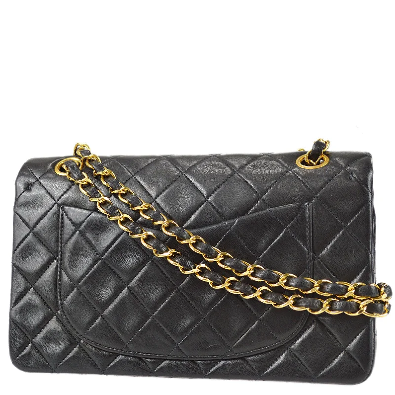 CHANEL bags with luxurious leather textures -Chanel 1994-1996 Classic Double Flap Small Shoulder Bag Black Lambskin