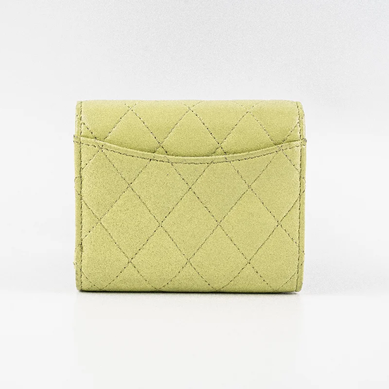 CHANEL bags with bold and elegant accents -Chanel Compact Wallet Green