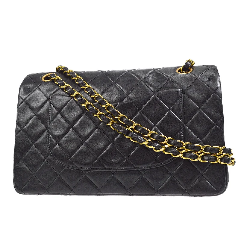 CHANEL luxury bags with intricate quilting -CHANEL 1994-1996 Classic Double Flap Medium Black Lambskin