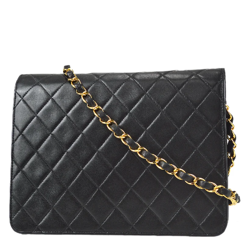 CHANEL bags with fashionable metal accents -Chanel Black Lambskin Medium Half Flap Shoulder Bag