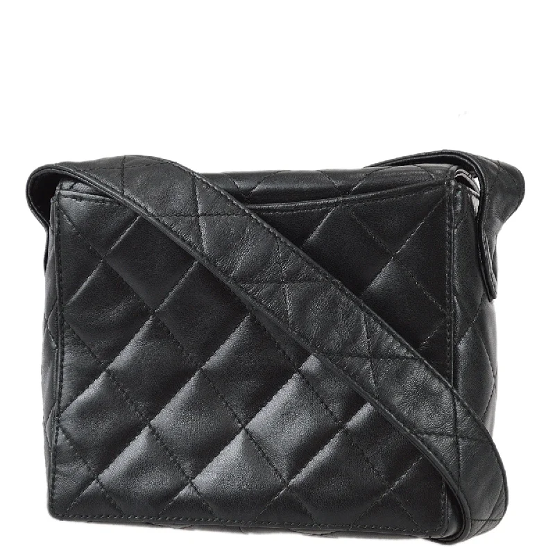 CHANEL bags with luxury finishes -Chanel 1996-1997 Straight Flap Shoulder Bag Mini Black Lambskin