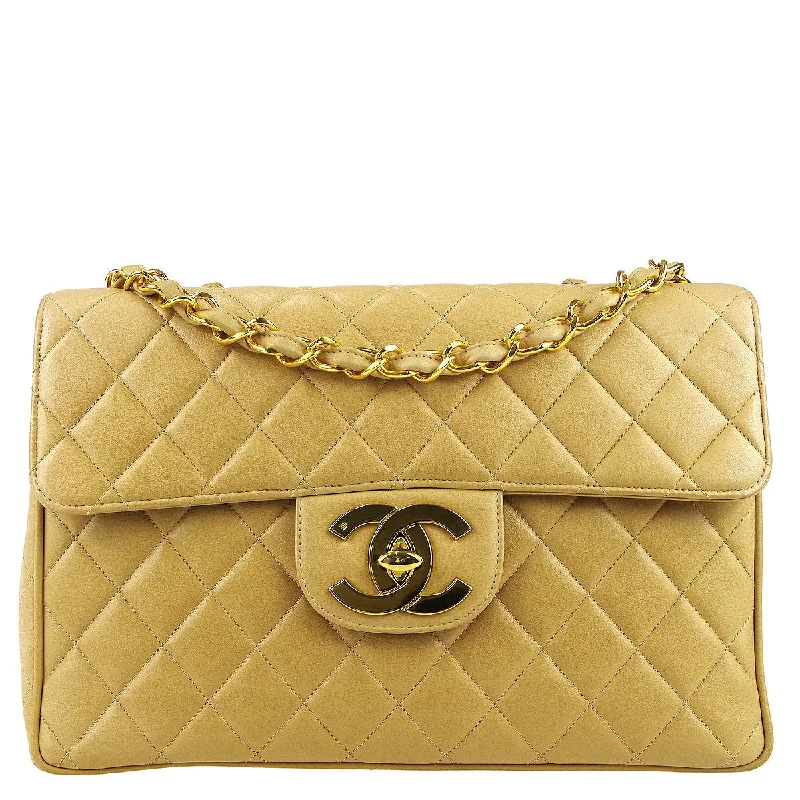 CHANEL bags with exclusive patterns -Chanel * Classic Flap Jumbo Double Chain Shoulder Bag Beige Lambskin