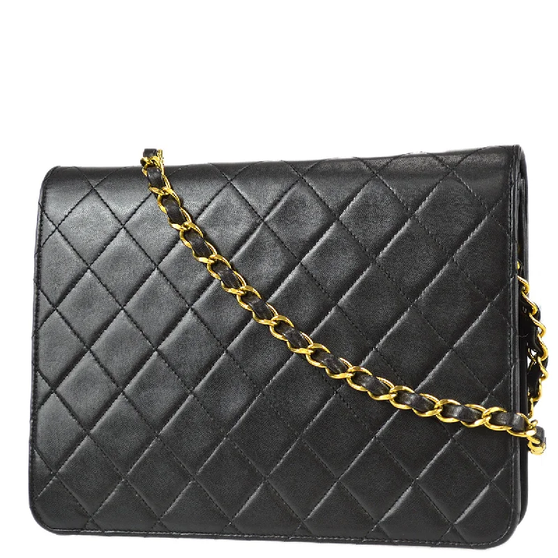 CHANEL bags with fine craftsmanship -Chanel Black Lambskin Small Half Flap Shoulder Bag