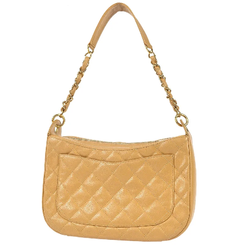 CHANEL luxury bags for exclusive occasions -Chanel Hobo Chain Handbag Beige Caviar