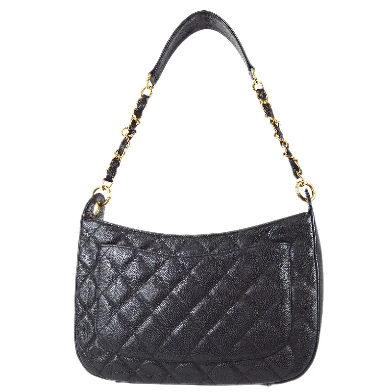 CHANEL bags with exclusive fabrics -Chanel Hobo Chain Handbag Black Caviar