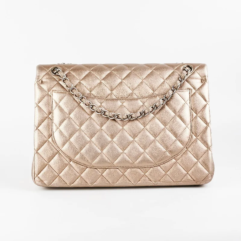 CHANEL luxury bags with premium textures -Chanel Classic Lambskin Maxi Double Flap Bronze