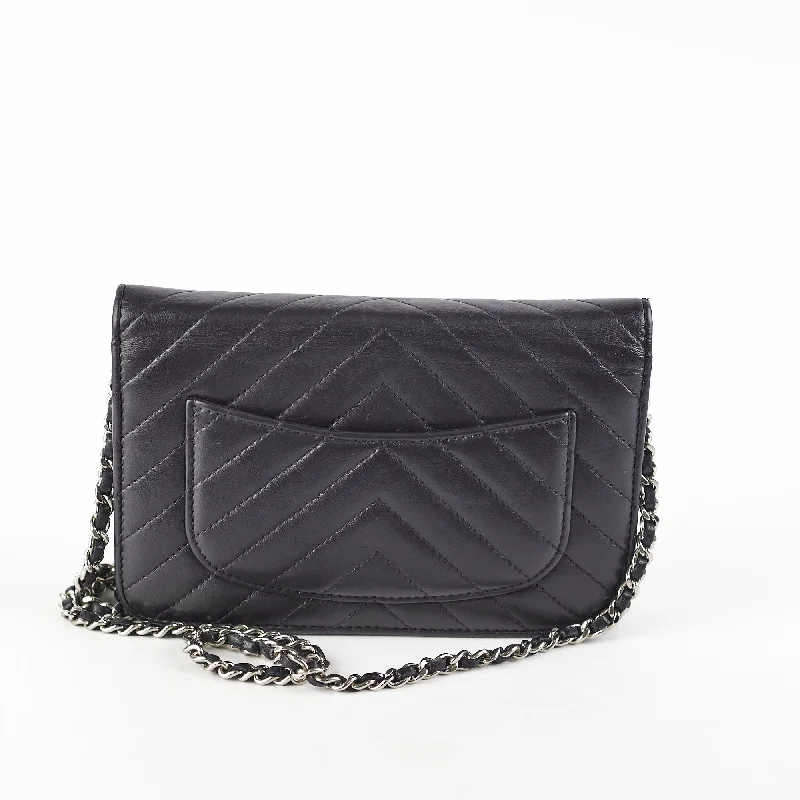 CHANEL handbags with refined quilting -Chanel Wallet On Chain WOC Calfskin Black