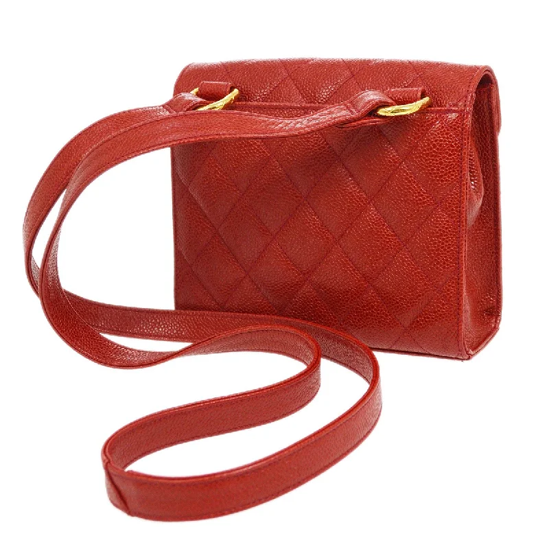 CHANEL luxury bags with classic design -CHANEL 1991-1994 Red Caviar Shoulder Bag