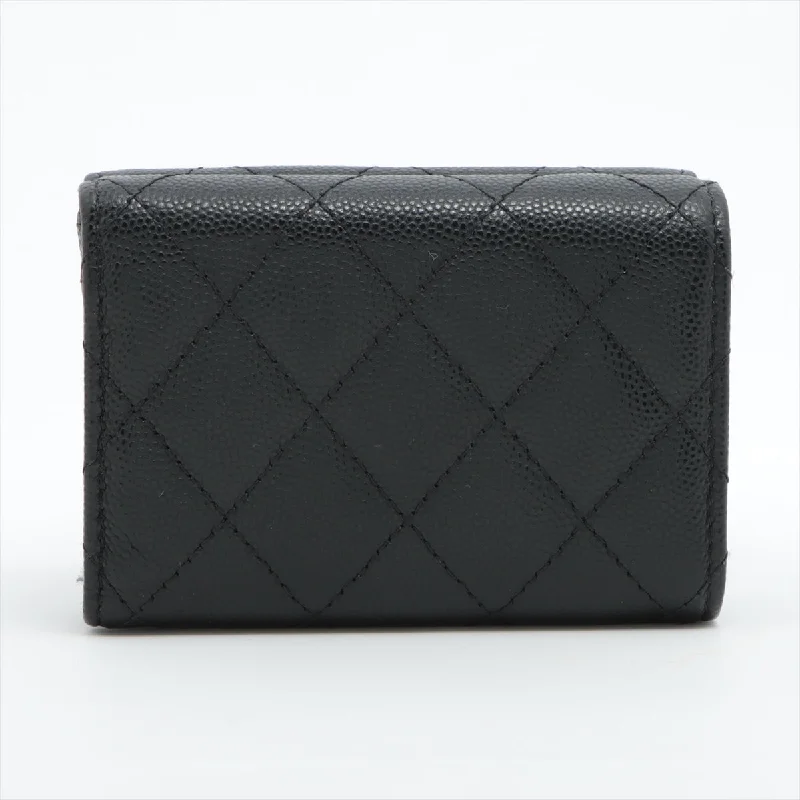 CHANEL bags with versatile styling options -Chanel Compact Caviar Black Wallet - Microchipped