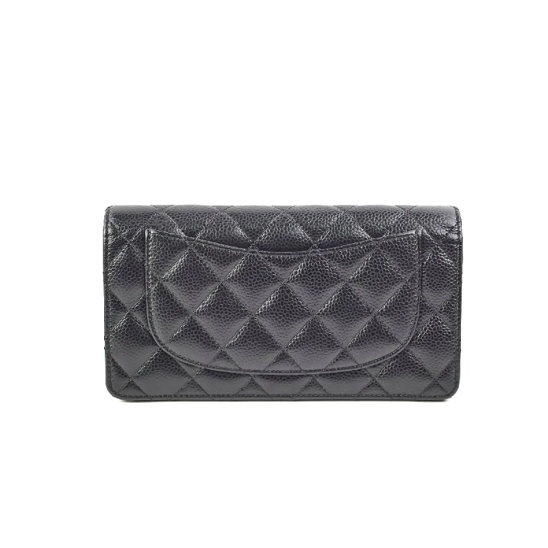 Buy CHANEL leather handbags online -Chanel Fold Black Caviar Wallet Series 22