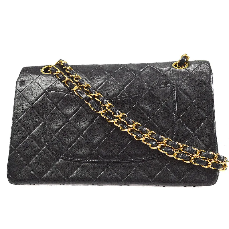 CHANEL handbags with premium stitching -CHANEL 1996-1997 Classic Double Flap Medium Black Lambskin