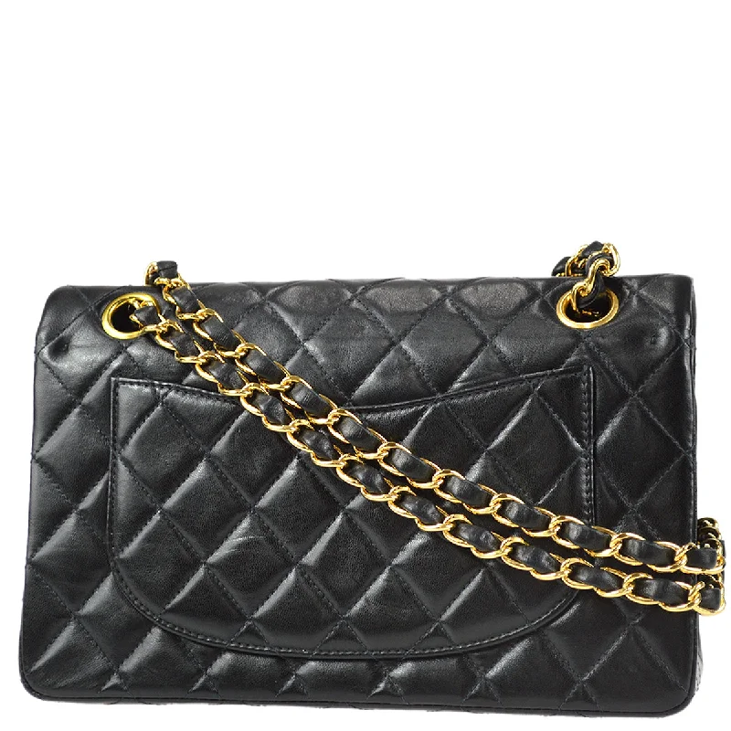 CHANEL handbags with chic leather patterns -Chanel 2001-2003 Classic Double Flap Small Shoulder Bag Black Lambskin