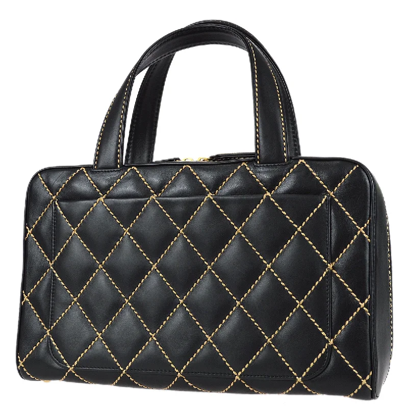 CHANEL bags with fine craftsmanship -Chanel Wild Stitch Handbag Black Calfskin