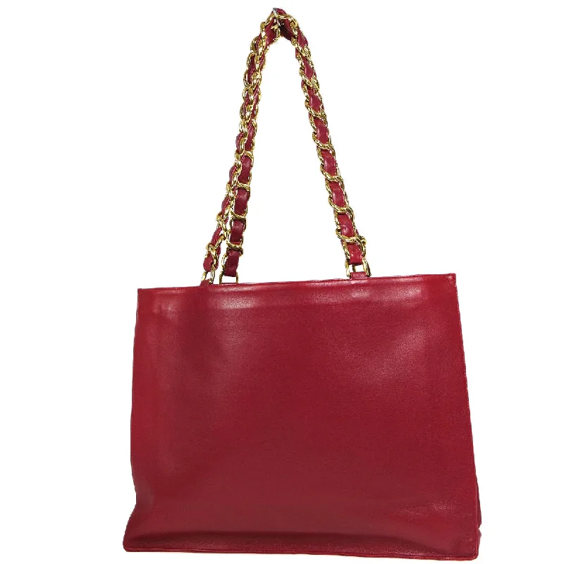 CHANEL bags for iconic elegance -Chanel * Chain Shoulder Tote Bag Red Lambskin