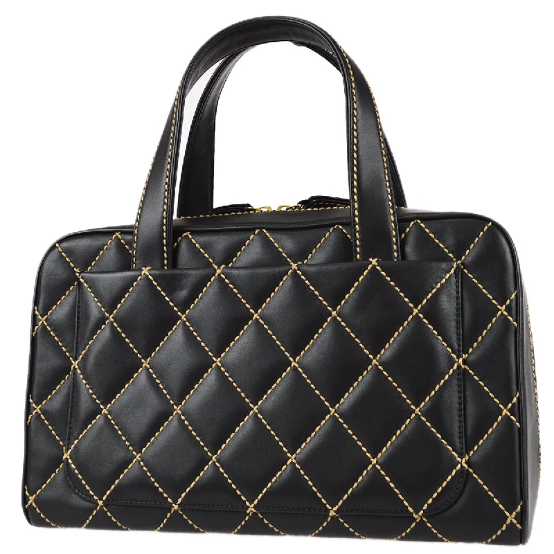 CHANEL bags for timeless sophistication -Chanel Wild Stitch Handbag Black Calfskin