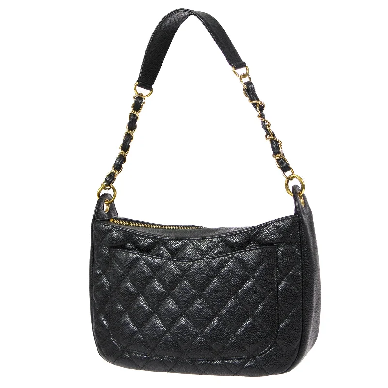 CHANEL handbags with signature finishes -CHANEL Chain Handbag Black Caviar