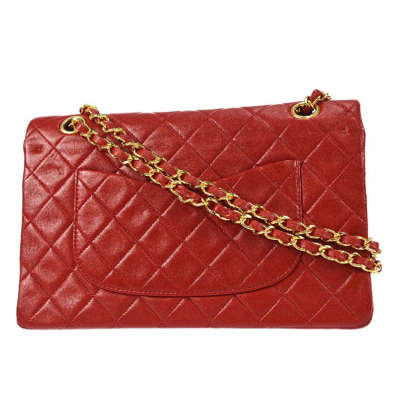 CHANEL bags with timeless design features -CHANEL 1989-1991 Classic Double Flap Medium Red Lambskin