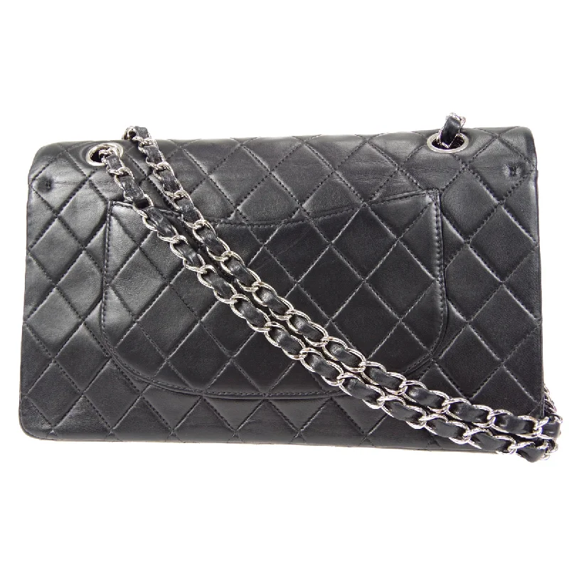 CHANEL luxury bags with classic design -CHANEL 2000-2001 Classic Double Flap Medium SHW Black Lambskin