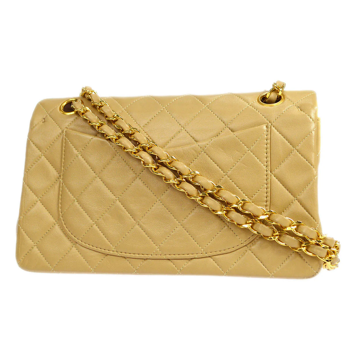 CHANEL handbags for luxury occasions -CHANEL 1989-1991 Classic Double Flap Small Beige Lambskin