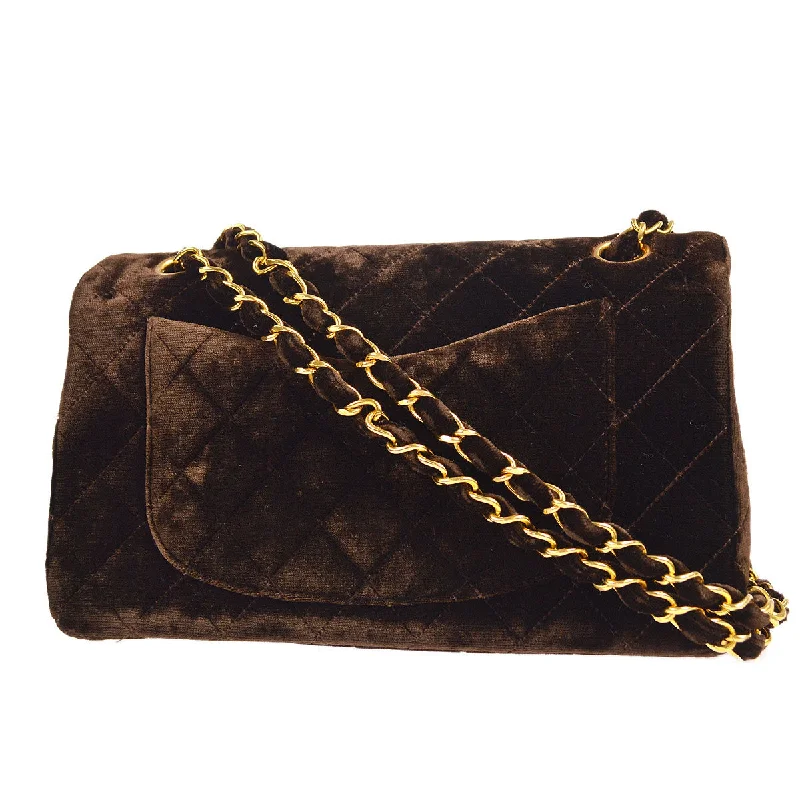 CHANEL bags for luxury events -CHANEL * 1994-1996 Classic Double Flap Small Brown Velvet