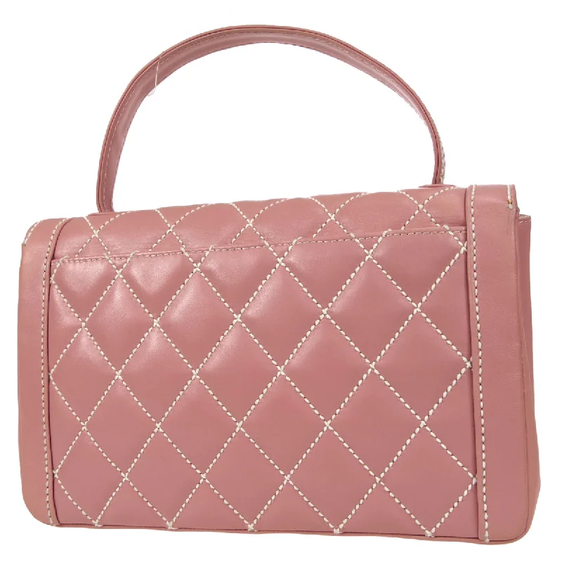 CHANEL bags with unique chain straps -CHANEL Wild Stitch Handbag Pink Calfskin