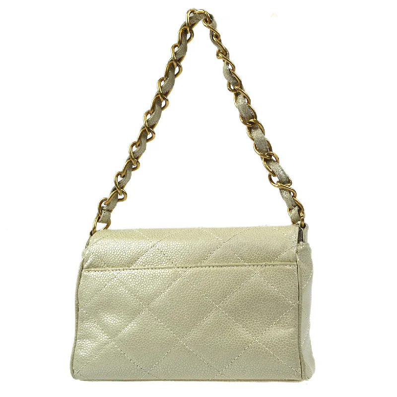 CHANEL handbags for timeless luxury -CHANEL Chain Handbag Pearl White Caviar