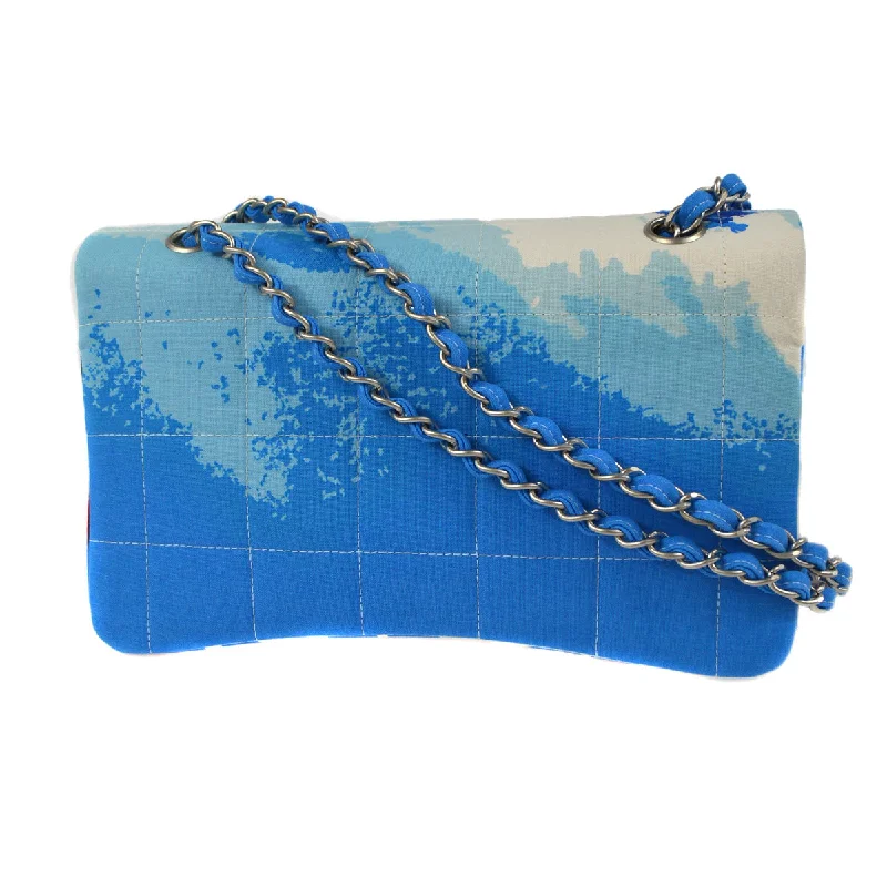 CHANEL handbags with refined leather textures -Chanel 2002 Surf Line Flap Shoulder Bag Medium Blue