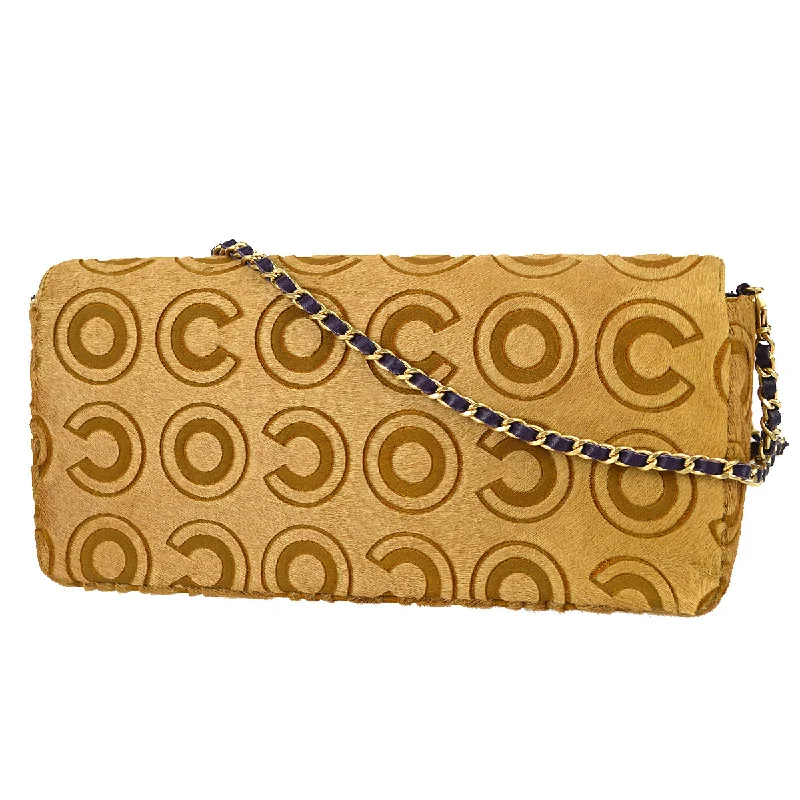 CHANEL bags with exclusive leather options -Chanel * East West Coco Shoulder Bag Beige Pony Hair