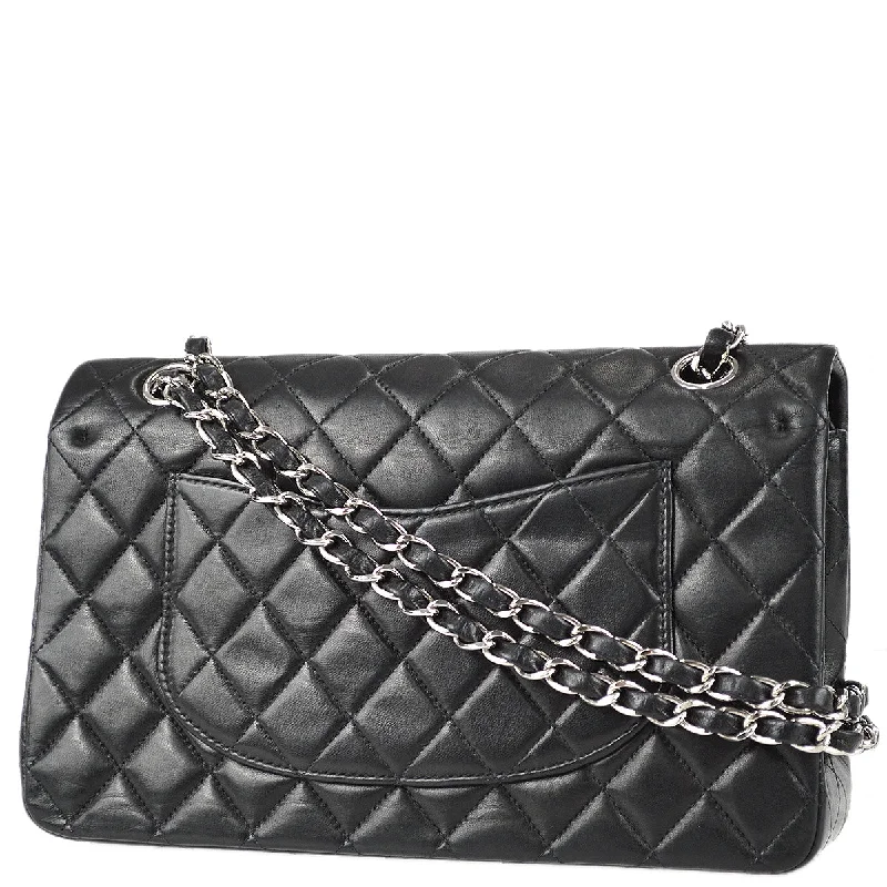 CHANEL bags with exclusive fabrics -Chanel Black Lambskin Medium Classic Double Flap Bag SHW