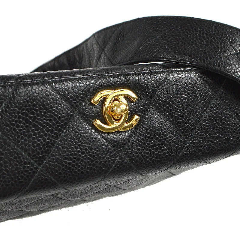 CHANEL bags with exclusive fabrics -Chanel 1996-1997 Box Shoulder Bag Mini Black Caviar