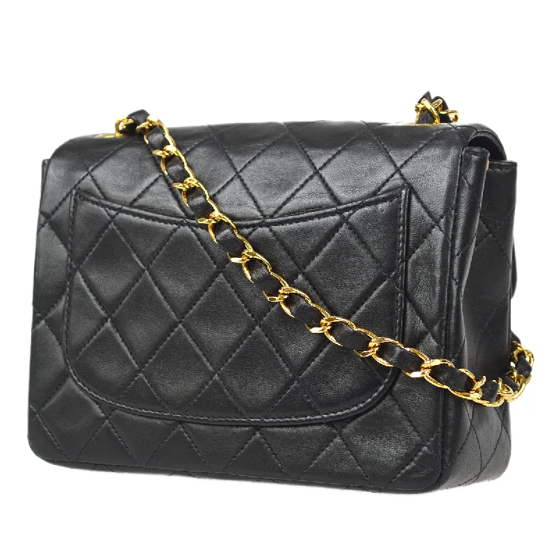 CHANEL bags with bold and chic styles -Chanel 1997-1999 Classic Flap Mini Square Chain Shoulder Bag Black Lambskin