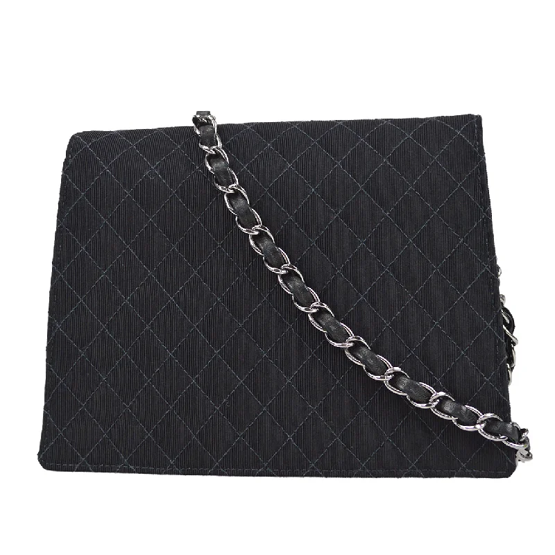 CHANEL bags with signature woven leatherwork -Chanel 2004-2005 Emblem Chain Shoulder Bag Black