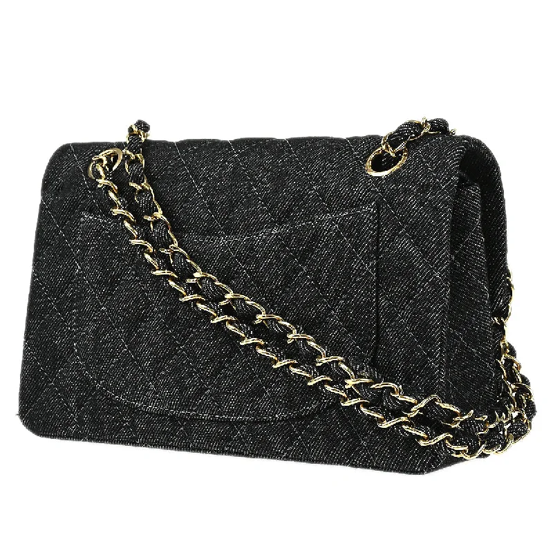 CHANEL bags for high-end collectors -Chanel 1997-1999 Classic Double Flap Small Chain Shoulder Bag Black Denim