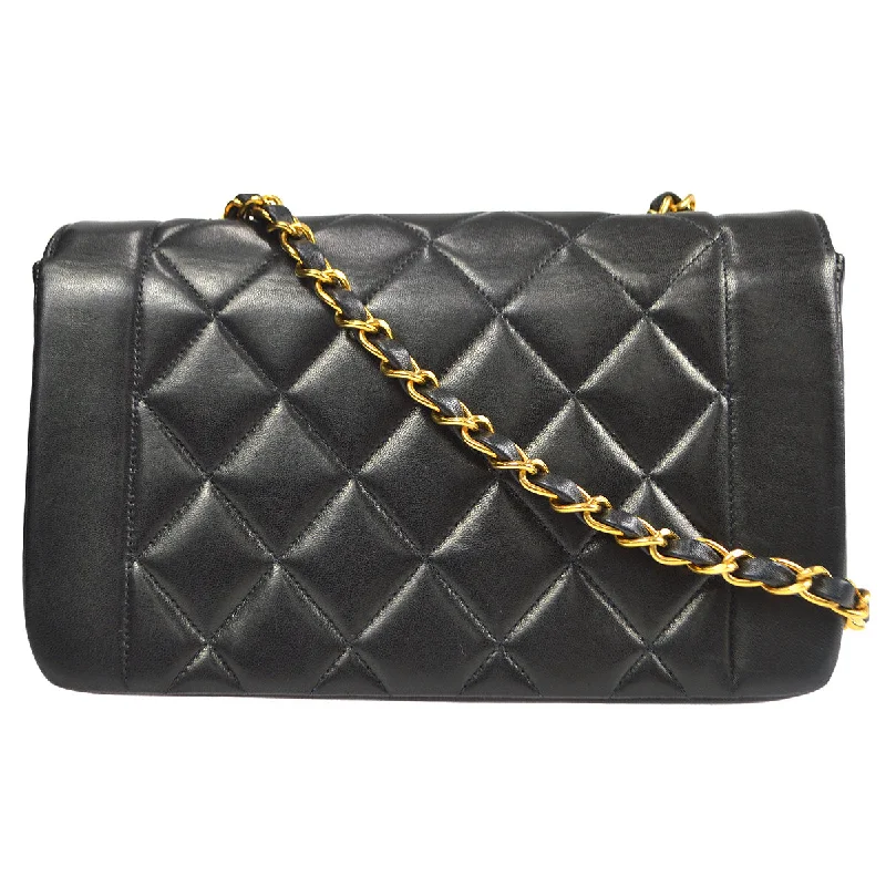 CHANEL bags with creative embellishments -Chanel 1994-1996 Small Diana Chain Shoulder Bag Black Lambskin