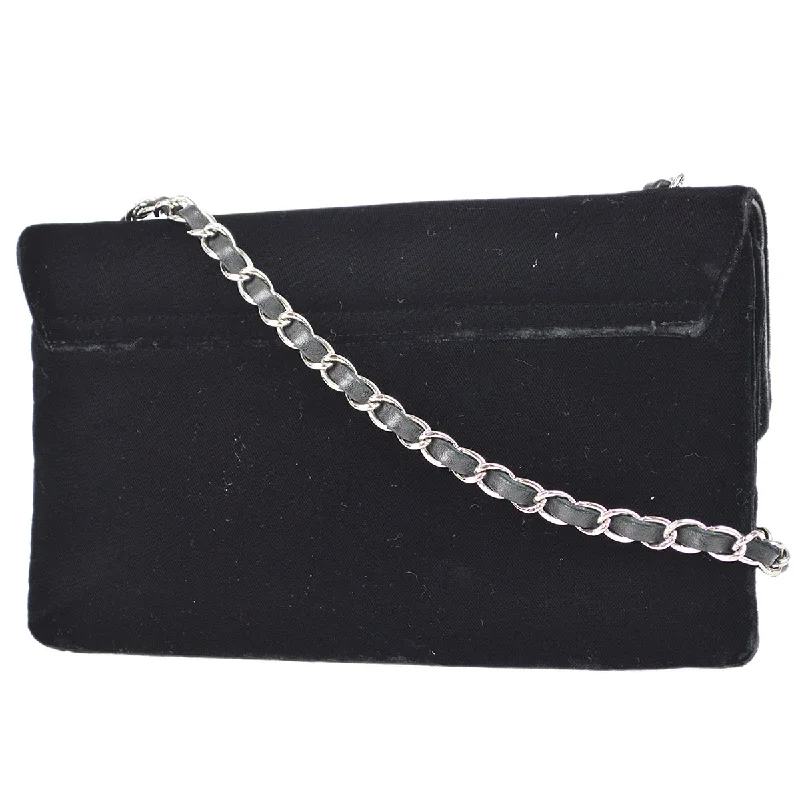 CHANEL bags with iconic features -Chanel Camelia Chain Shoulder Bag Black Velvet