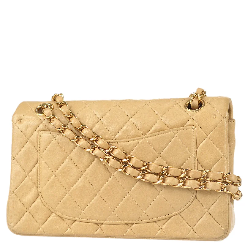 CHANEL handbags with sophisticated silhouettes -Chanel 2000-2001 Classic Double Flap Small Shoulder Bag Beige Lambskin