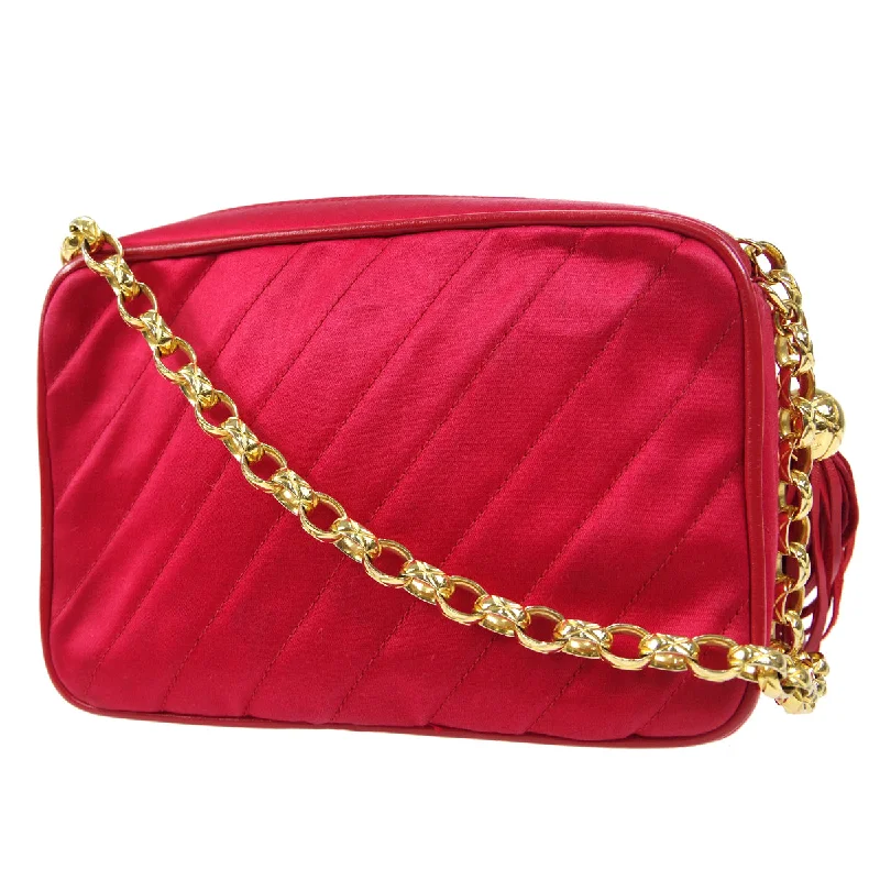 CHANEL bags for refined fashion -CHANEL Bijou Chain Shoulder Bag Red Satin