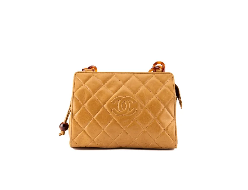 CHANEL luxury bags with intricate designs -Brown Lamb Skin Matelasse Chain Shoulder Bag