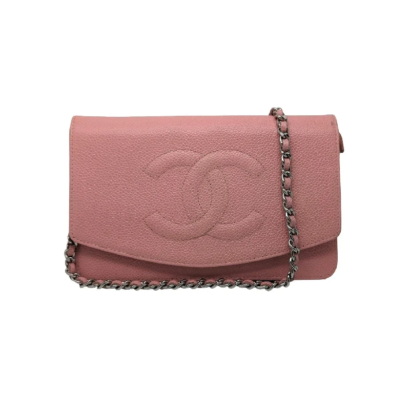 CHANEL handbags with exclusive quilting patterns -Chanel bag Vintage Pink Caviar Timeless Wallet On Chain WOC