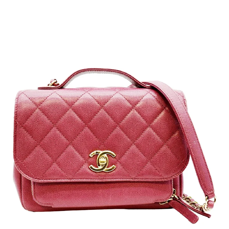 CHANEL handbags with modern gold accents -CHANEL Business Affinity Medium Flap Quilted Caviar Shoulder Bag Red